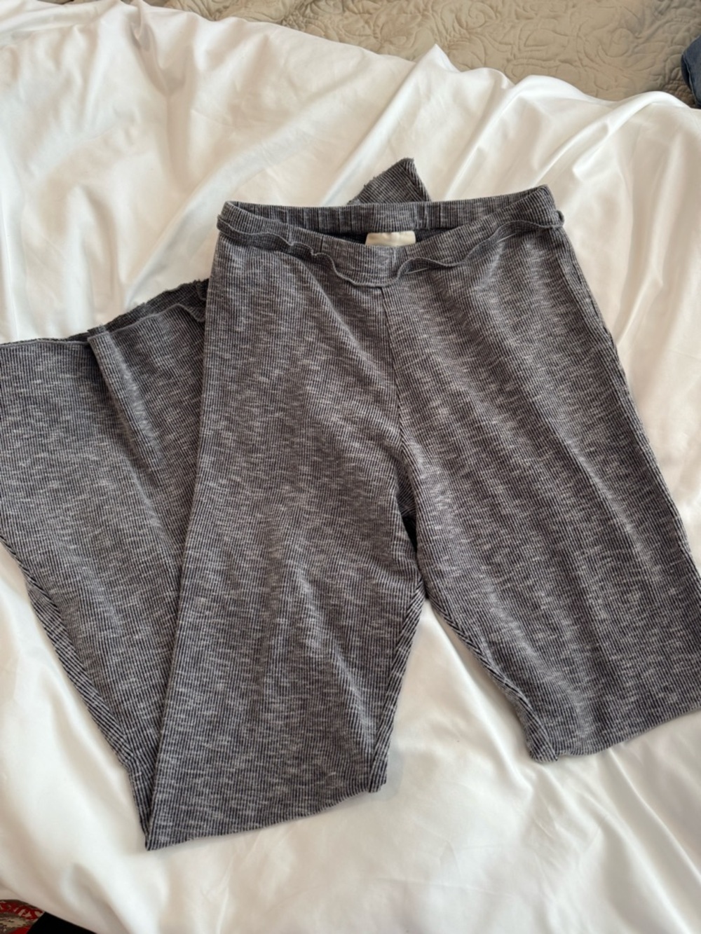 Lucy Love Ribbed Gray Wide-Leg Pants